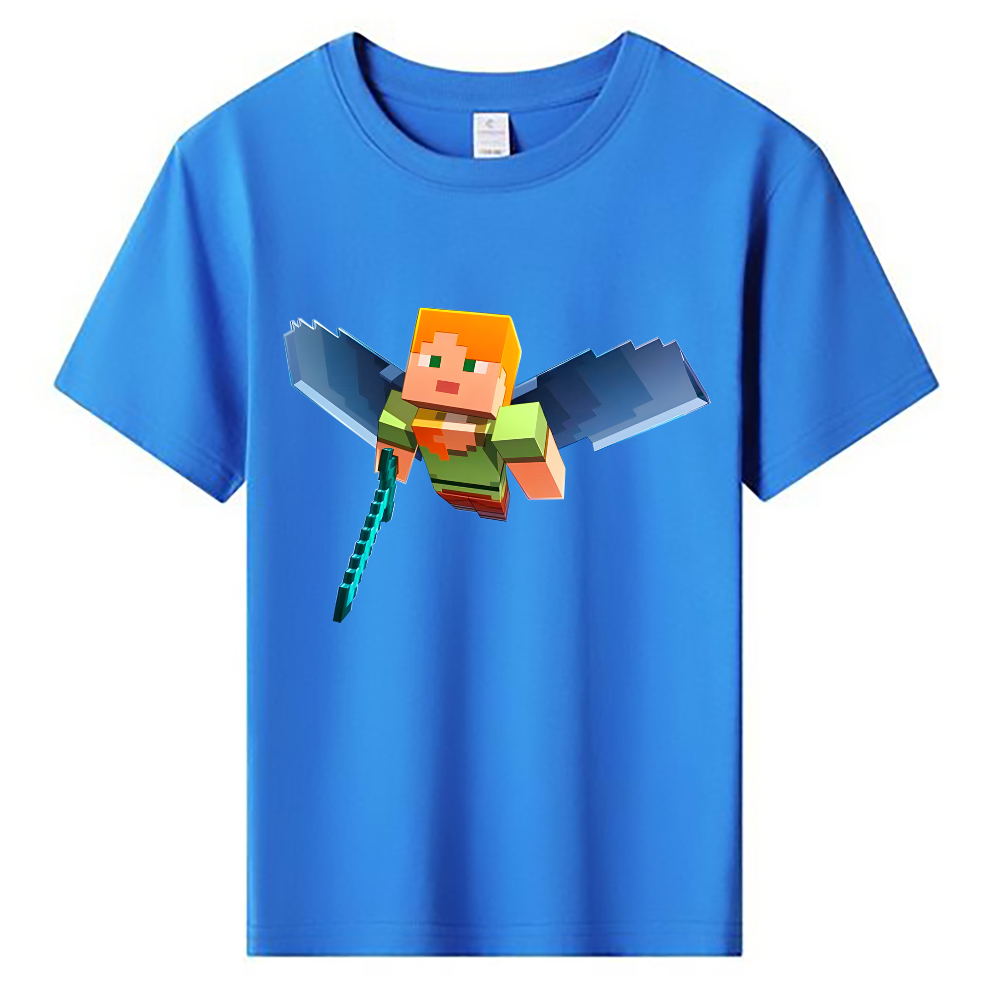 （画像用） マインクラフト ブロックの世界 Minecraft MC Block world 綿100％キッズTシャツ（フロントプリント）